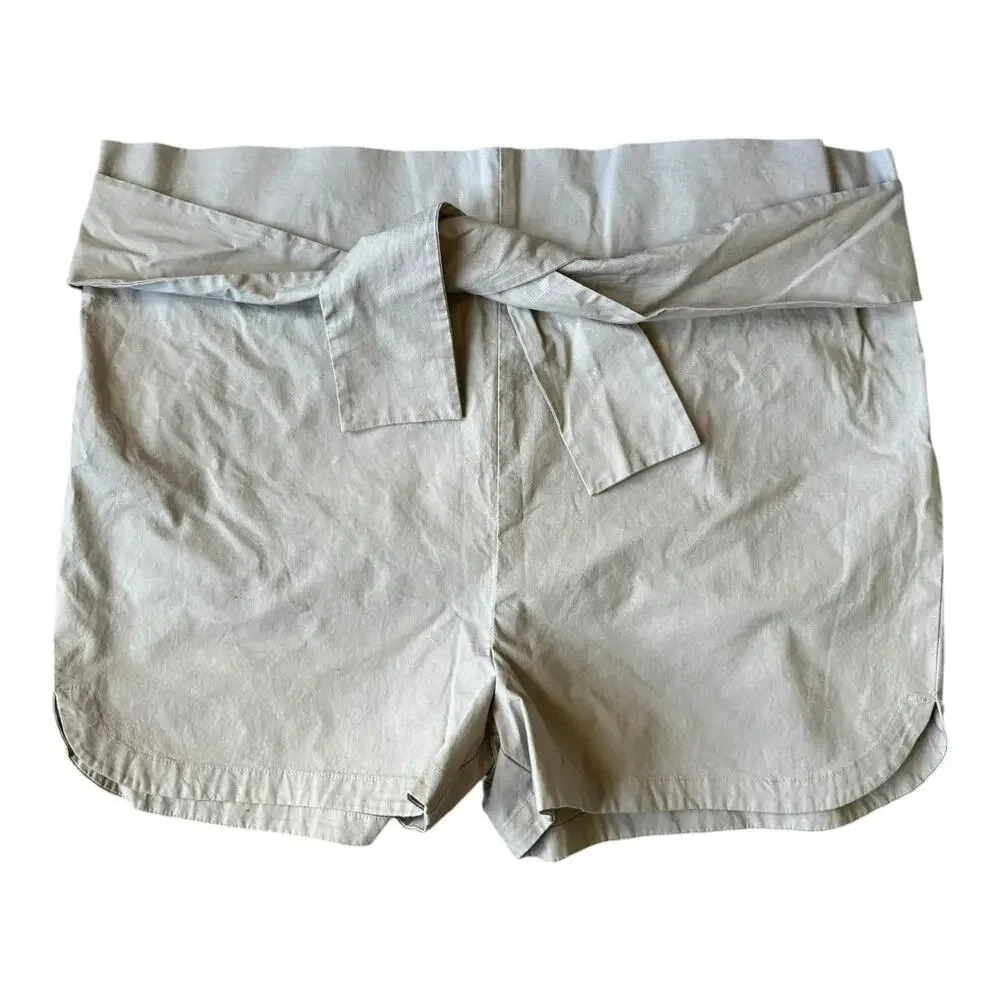 NWT Kate Spade Saturday Paper Bag Belted Shorts high rise mushroom size Medium